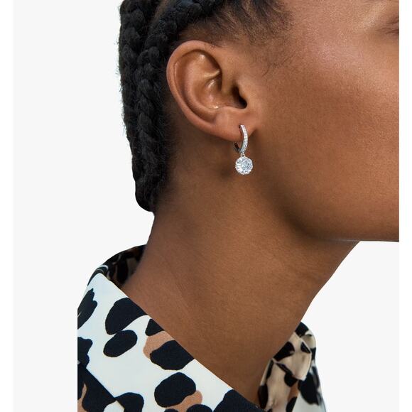 Kate Spade That Sparkle Pavé Mini Hoops Silver - Picture 6 of 6